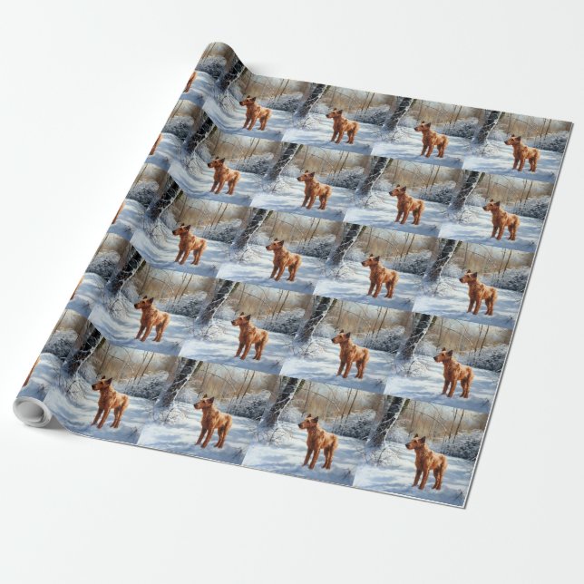 Irländsk Terrier Låt Det Snöa Jul Presentpapper (Utrullad)