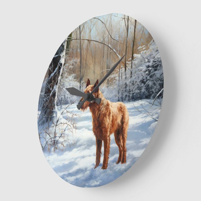Irländsk Terrier Låt Det Snöa Jul Stor Klocka (Vinkel)
