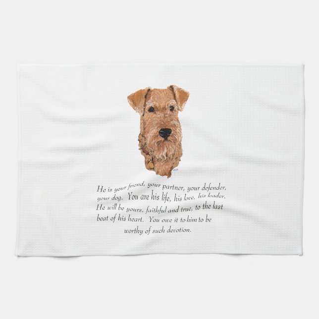 Irländsk Terrier- Minne - Manlig Kökshandduk (Horisontell)