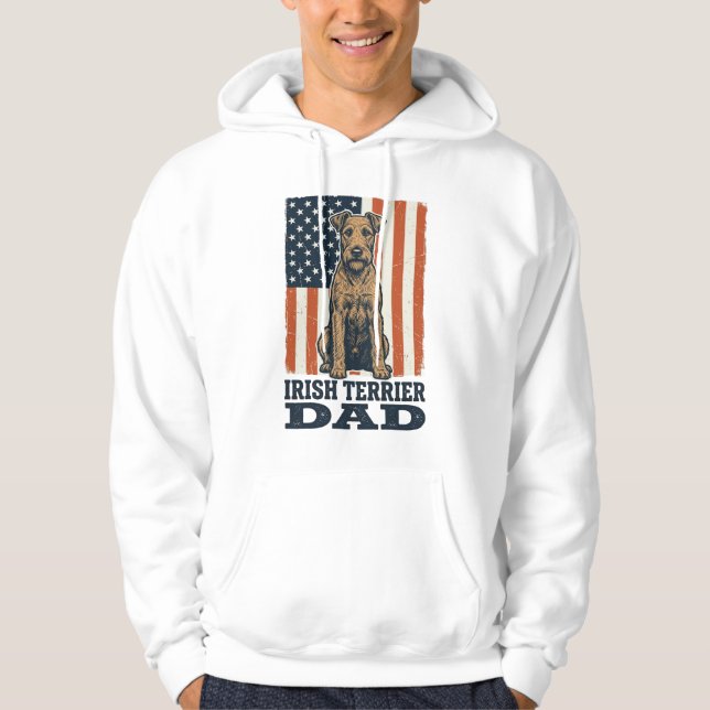 Irländsk Terrier Pappa Patriotisk Vintage Hoodie (Framsida)