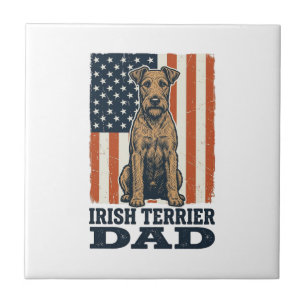 Irländsk Terrier Pappa Patriotisk Vintage Kakelplatta