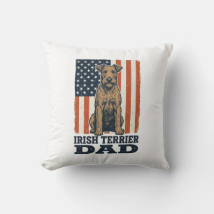 Irländsk Terrier Pappa Patriotisk Vintage Kudde