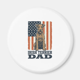 Irländsk Terrier Pappa Patriotisk Vintage Magnet