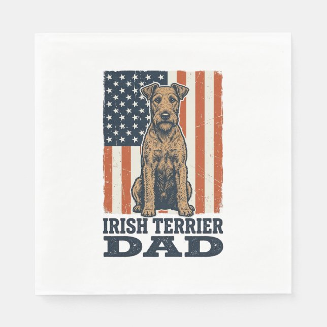 Irländsk Terrier Pappa Patriotisk Vintage Pappersservett (Framsidan)