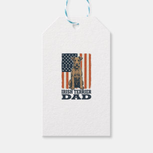 Irländsk Terrier Pappa Patriotisk Vintage Presentetikett
