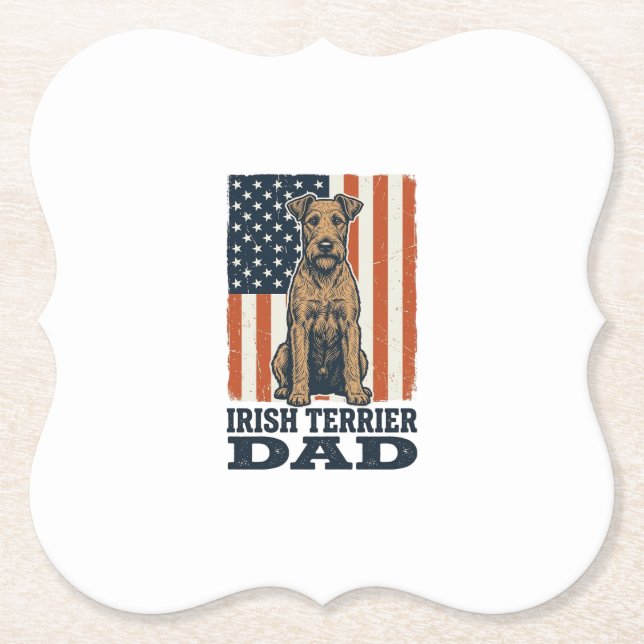 Irländsk Terrier Pappa Patriotisk Vintage Underlägg Papper (Framsida)