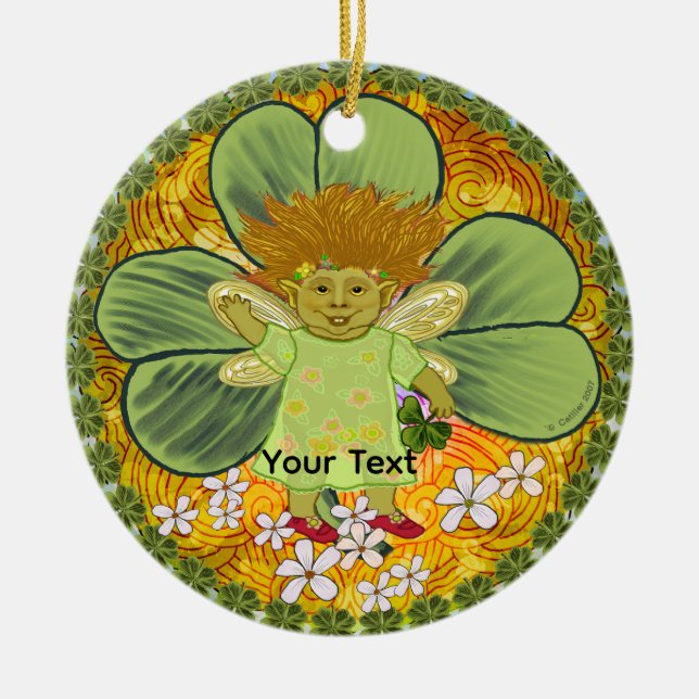Irländsk Troll Julgransprydnad Keramik (Framsidan)
