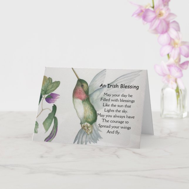 Irländsk välsignelse av ditt mod Hummingbird Kort (Orkide)
