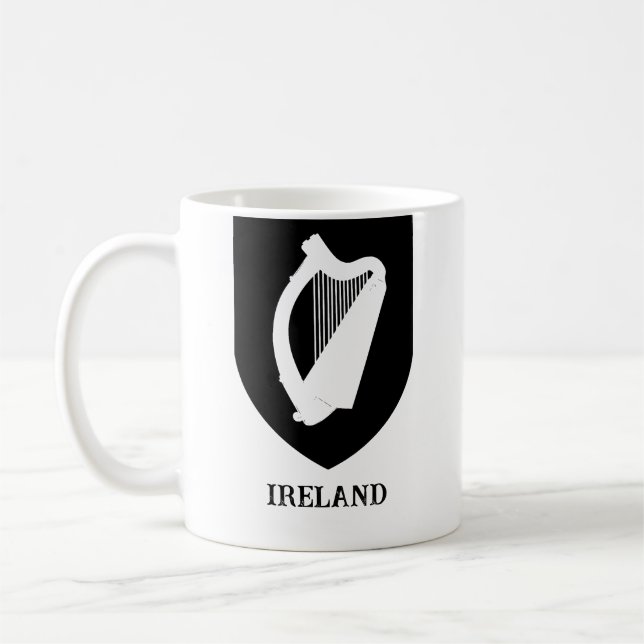 Irländsk vapensköld Svart & Vitt Minimalistisk Kon Kaffemugg (Vänster)