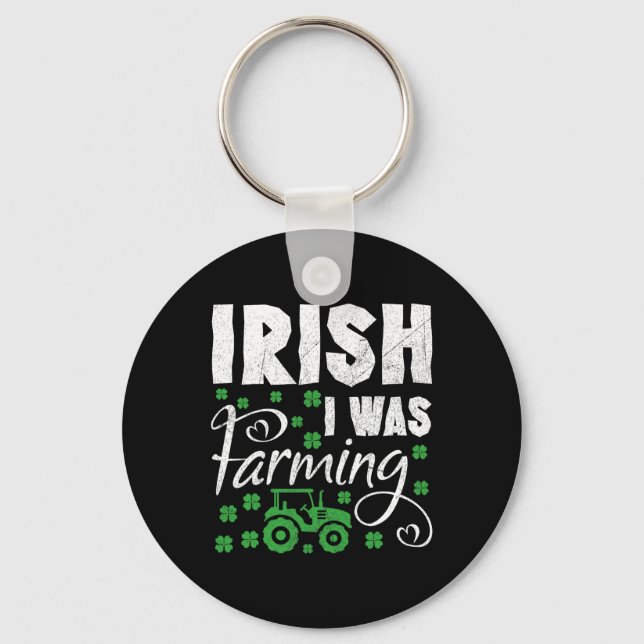 Irländsk var jag jordbrukstraktorbonde St Patricks Nyckelring (Framsida)