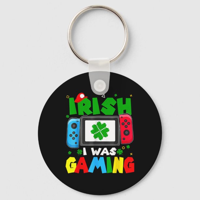 Irländsk var jag spelande rolig St Patricks Day Ga Nyckelring (Framsida)