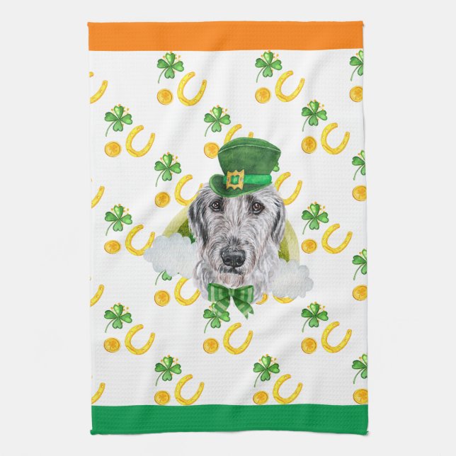 Irländsk Varghund Julhems Dekoration St. Patrick's Kökshandduk (Vertikal)