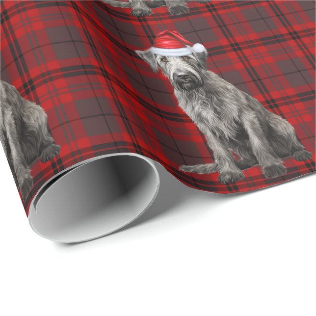 Irländsk Varghund Rolig Plaid Jul Presentpapper (Rullad Hörn)