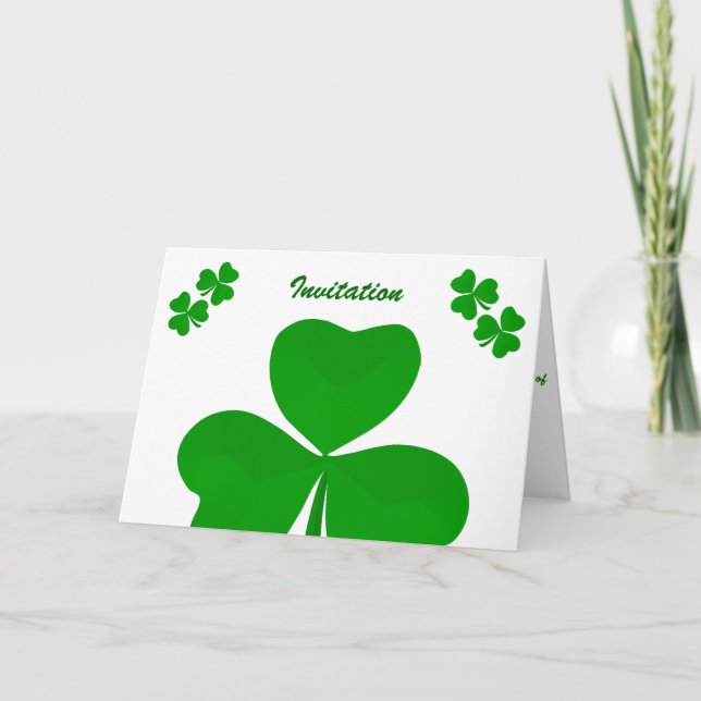 Irländsk vigselinbjudan Shamrock Inbjudan (Framsida)