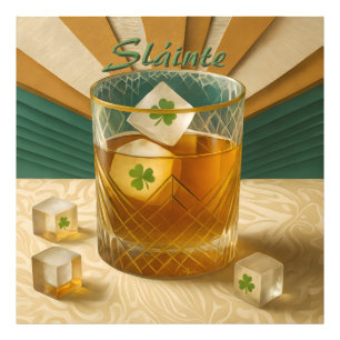 Irländsk Whiskey Tumbler Shamrock Is "Skål!" Fototryck
