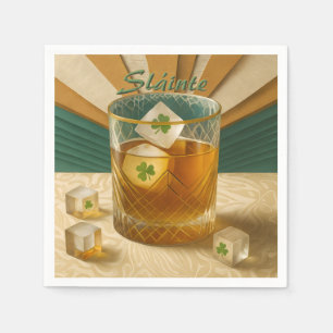 Irländsk Whiskey Tumbler Shamrock Is "Sláinte!" Pappersservett