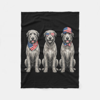 Irländsk Wolfhound 4 juli Amerikansk flagga hund Fleecefilt