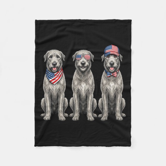 Irländsk Wolfhound 4 juli Amerikansk flagga hund Fleecefilt (Framsidan)