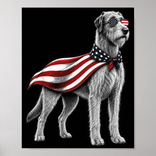 Irländsk Wolfhound 4 juli Amerikansk Flagga Hund Poster