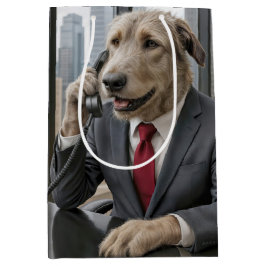 Irländsk Wolfhound Affärsman Som Talar I Telefon