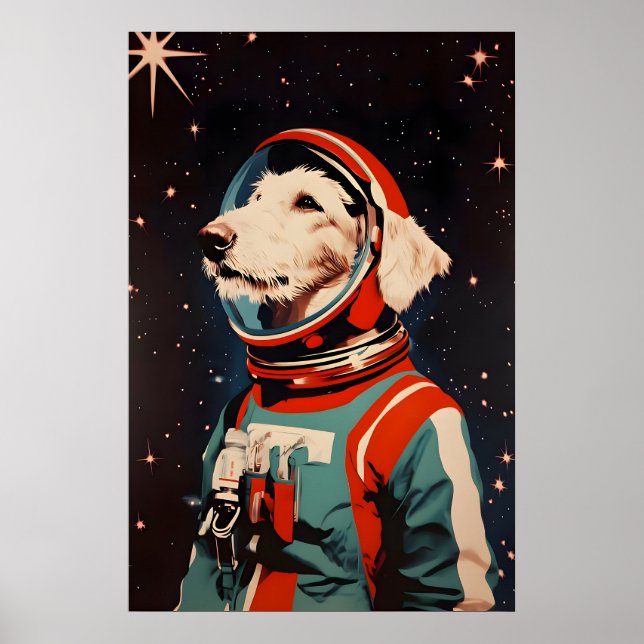 Irländsk Wolfhound Astronaut Affisch, Irländsk Wol Poster (Framsidan)
