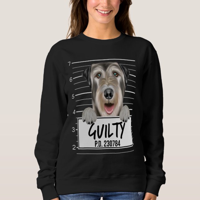 Irländsk Wolfhound Brottsfoto Skyldig Hund T Shirt (Framsida)