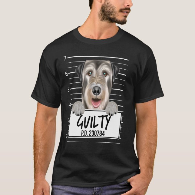 Irländsk Wolfhound Brottsfoto Skyldig Hund T Shirt (Framsida)