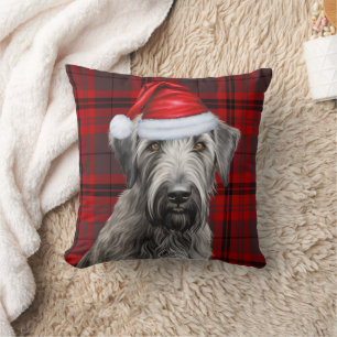 Irländsk Wolfhound Hund Röd Karo Jul Högtid Kudde