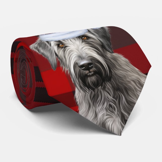 Irländsk Wolfhound Hund Röd Karo Jul Slips (Rullad)