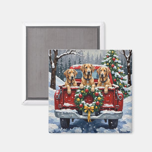 Irländsk Wolfhound Jul Röd Lastbil Holiday Present Magnet