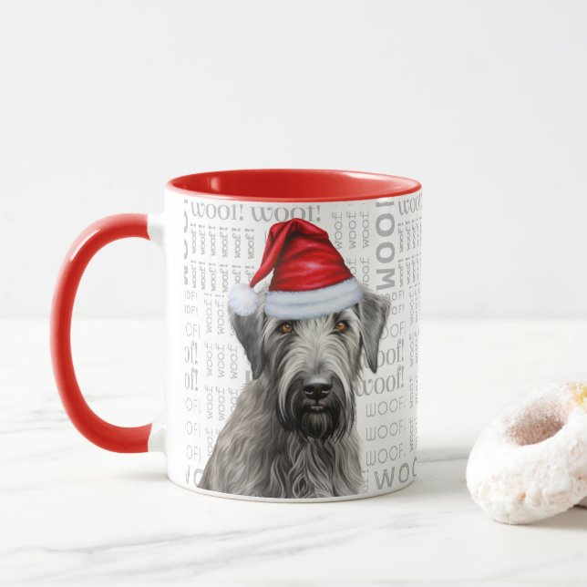 Irländsk Wolfhound Santa Hund Voff Bakgrund Mugg (Med munk)