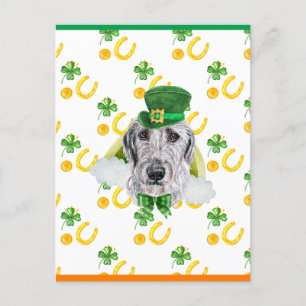 Irländsk Wolfhound Shamrock St. Patricks Day Helg Vykort
