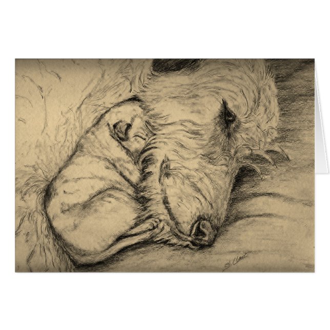 Irländsk Wolfhoundmor och valp OBS Kort (Framsidan Horizontal)