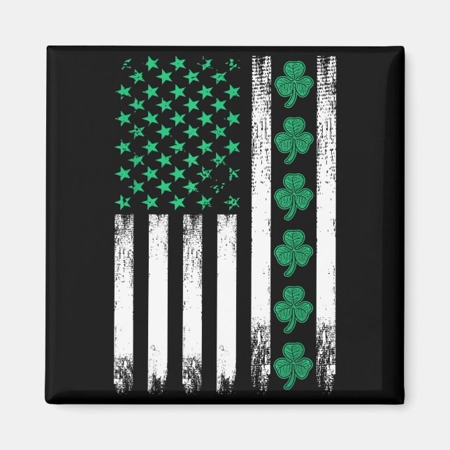 Irländska Amerikanska Flaggan Klöver St Patricks S Magnet (Framsidan)