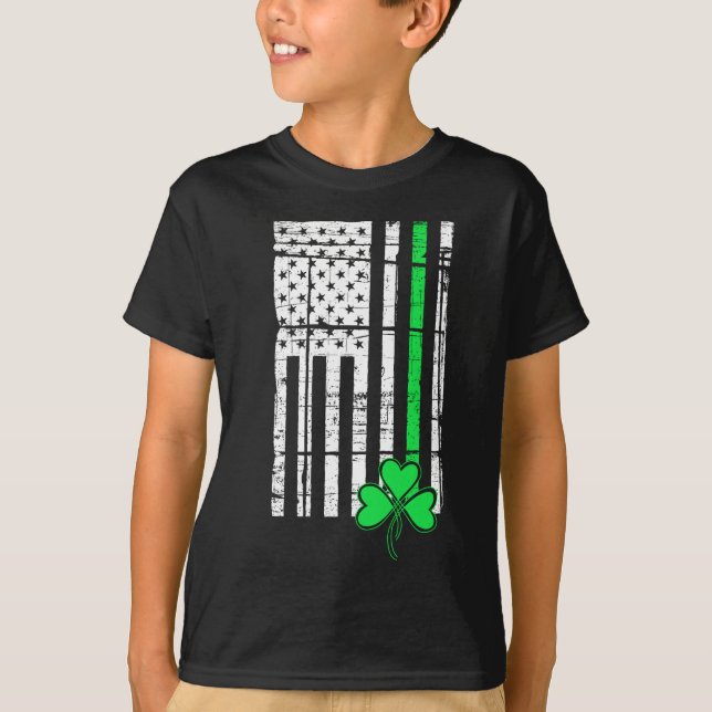 Irländska amerikanska flagganSts Patrick dag T Shirt (Framsida)