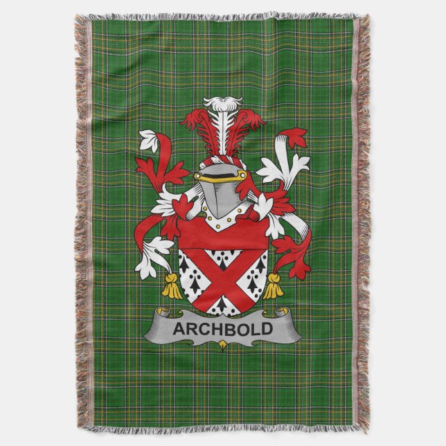 Irländska Archbold Coat of Arms familjevapen Irlan Filt (Framsidan Vertikal)