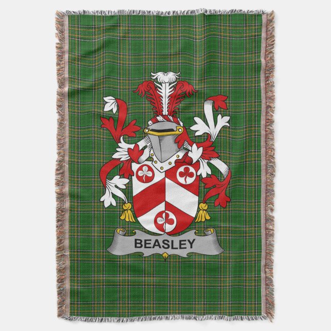 Irländska Beasley Coat of Arms Familjevapen Irland Filt (Framsidan Vertikal)