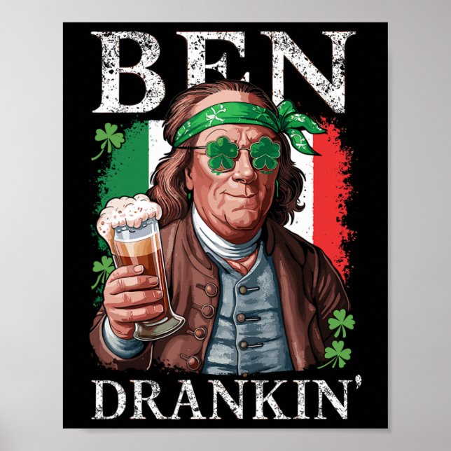 Irländska Ben Drankin Öl - St Pattys Män Och Kvinn Poster (Framsidan)