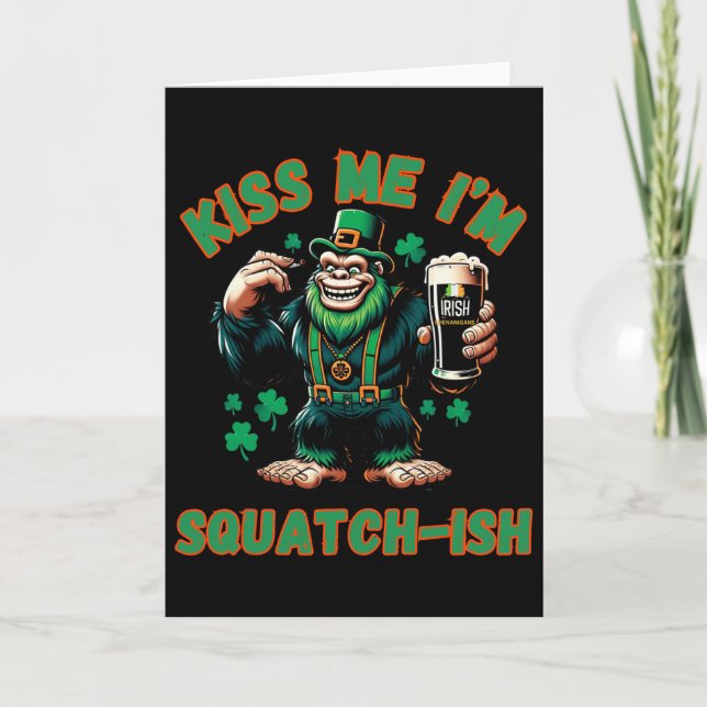 Irländska Bigfoot - Kyss mig St Patricks Day - Rol Kort (Framsida)