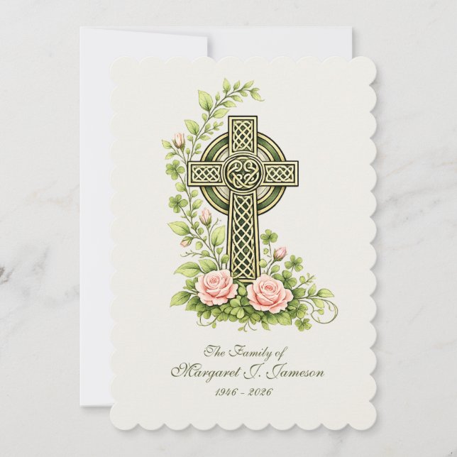 Irländska Blommor Sympati Tacksamhet Katolsk Gröns Tack Kort (Framsida)