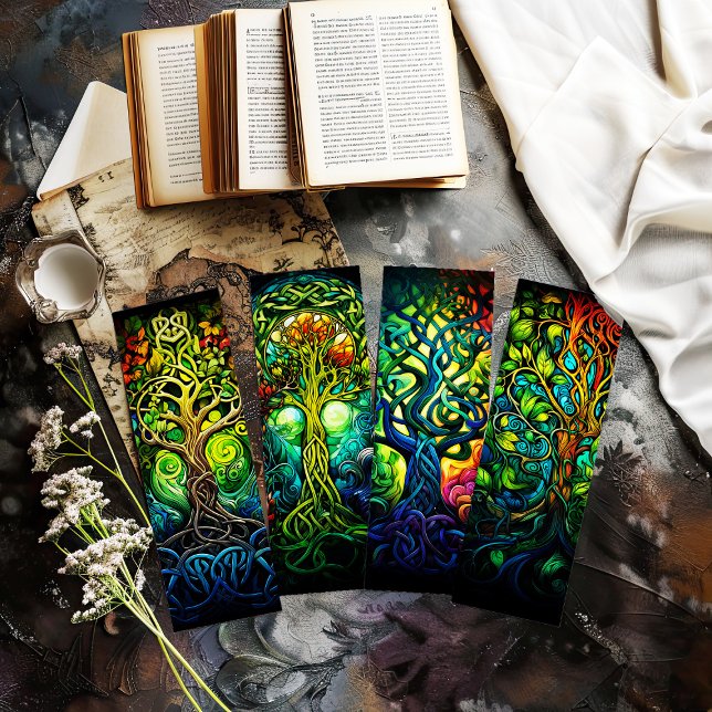 Irländska Bokmärken, keltiska Livets träd Bokmärke (collection of tree of life bookmarks you cut out)