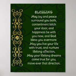 Irländska Bröllop Blating Prayer Guld Grönt Design Poster