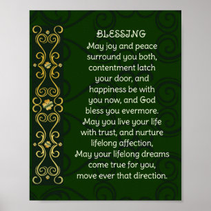 Irländska Bröllop Blating Prayer Guld Grönt Design Poster