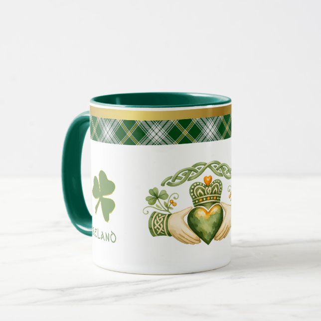 Irländska Claddagh & Tartan Mugg (Framsida vänster)