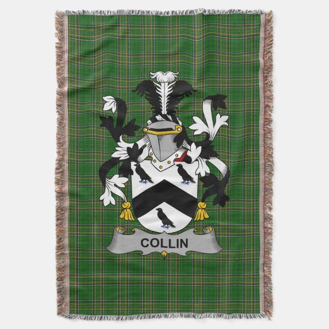 Irländska Collin familjevapen Irland Filt (Framsidan Vertikal)