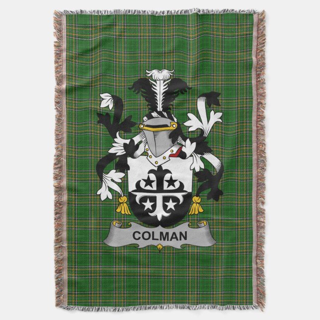 Irländska Colman eller McColman familjevapen Crest Filt (Framsidan Vertikal)