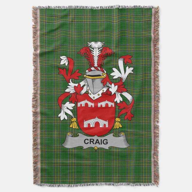 Irländska Craig familjevapen Irland Filt (Framsidan Vertikal)