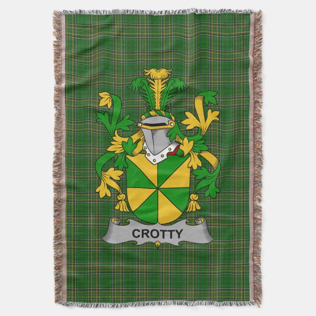 Irländska Crotty eller O_Crotty familjevapen Crest Filt (Framsidan Vertikal)
