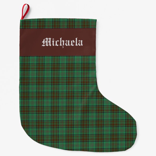 Irländska Dublin Grön Tartan  Stor Julstrumpa (Framsidan)
