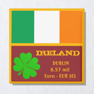 Irländska flagga, Dublin och Irland, resa/sportfan Magnet